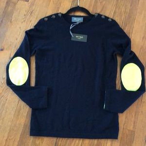 WYSE cashmere neon lime & navy sweater